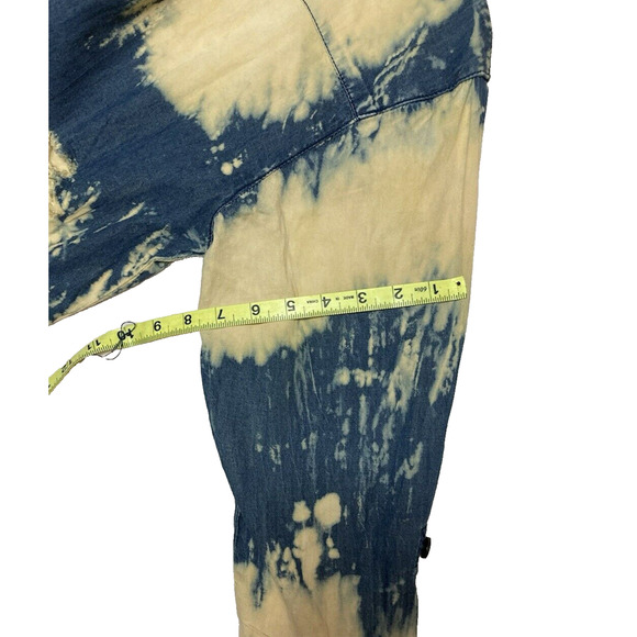 Thrill Jeans Women Shirt Medium Blue High Low Distressed Button Down pre owned - Picture 10 of 14